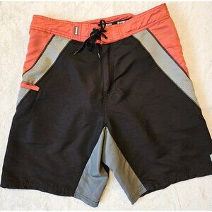 Yamaha Shorts Mens 36 Black Orange Gray Drawstring Padded Embroidered